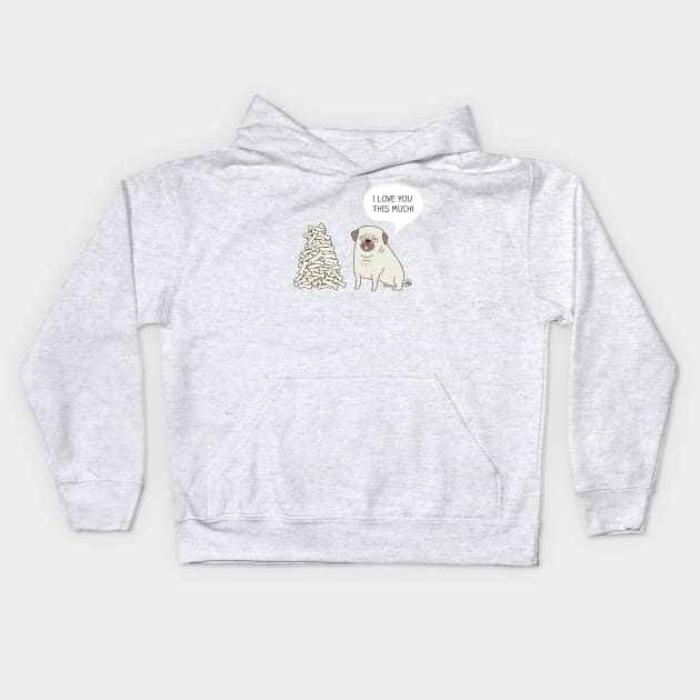 pug's love Kids Hoodie by milkyprint